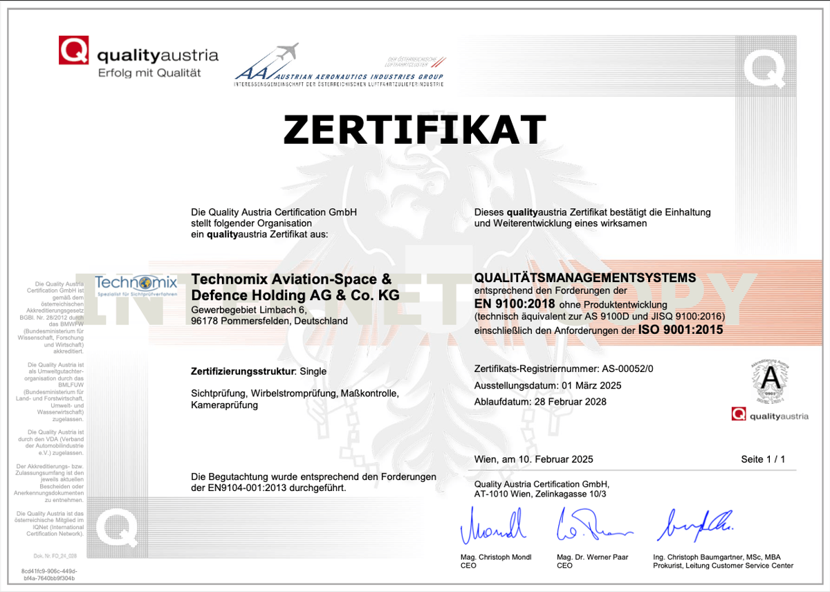 Technomix Aviation-Space & Defence Holding AG & Co. KG: EN 9100